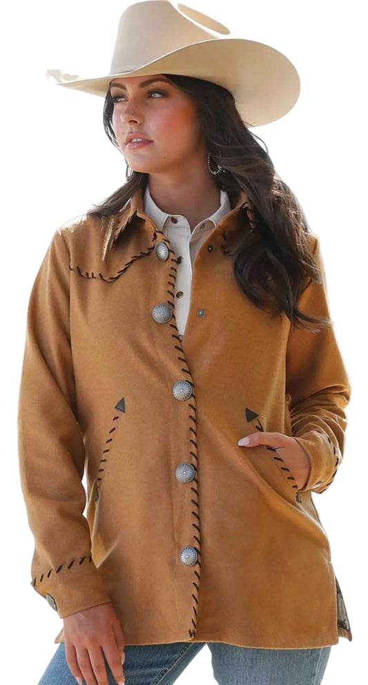 CRUEL DENIM WOMEN'S SHIRT JACKET in CAMEL/ BROWN