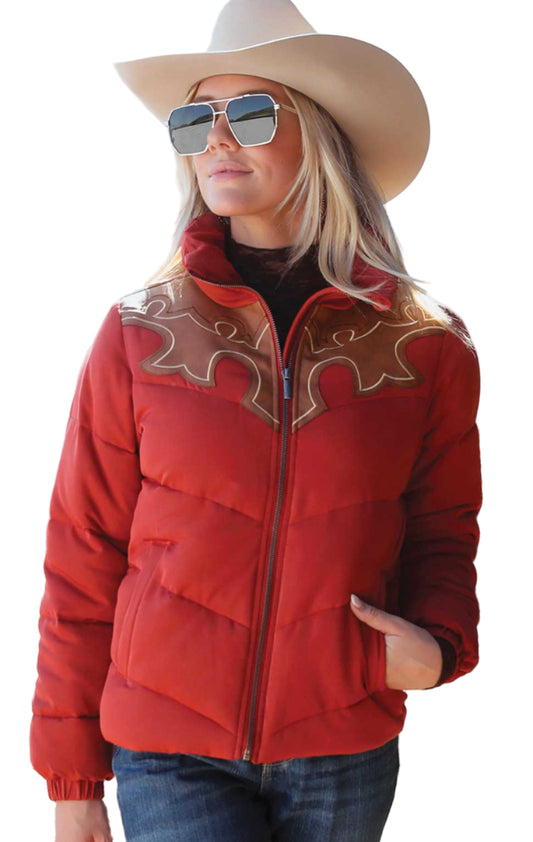 CRUEL GIRL WESTERN PUFFER JACKET - RED