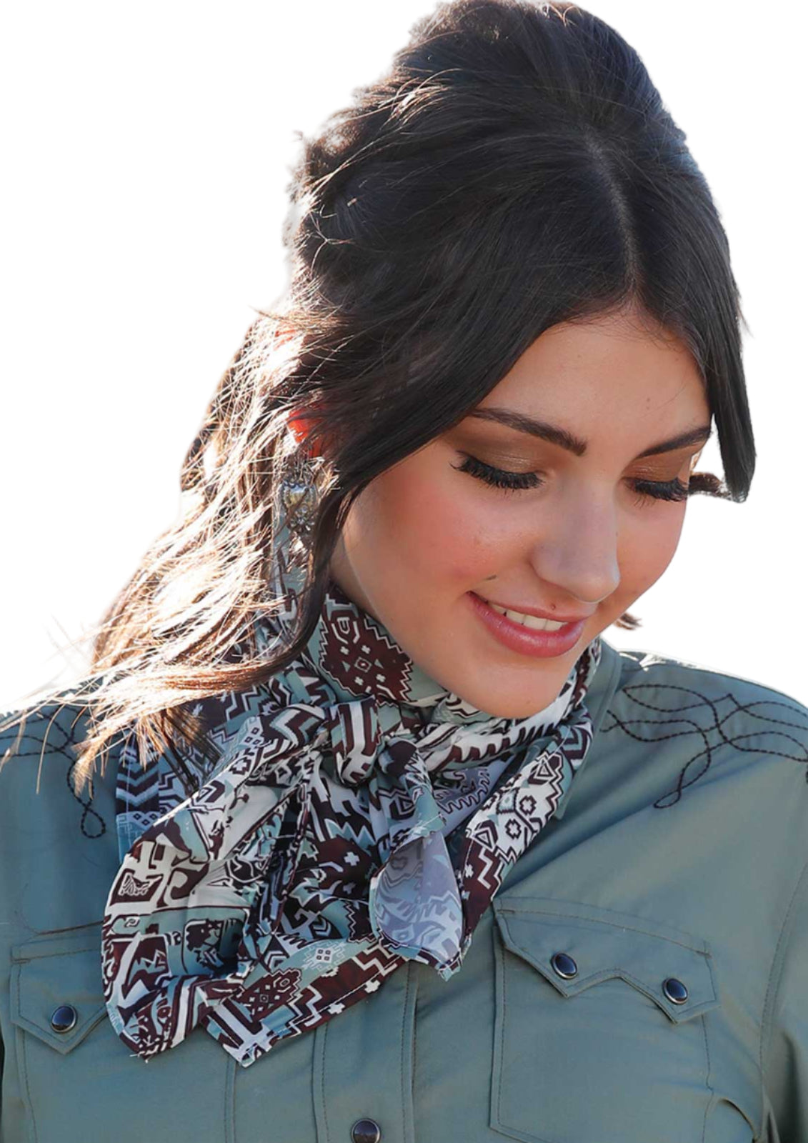 CRUEL GIRL AZTEC PRINT WILD RAG - GREEN