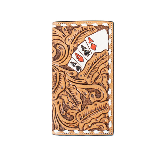3D RODEO WALLET HAND PAINTED ACE CARDS - NATURAL