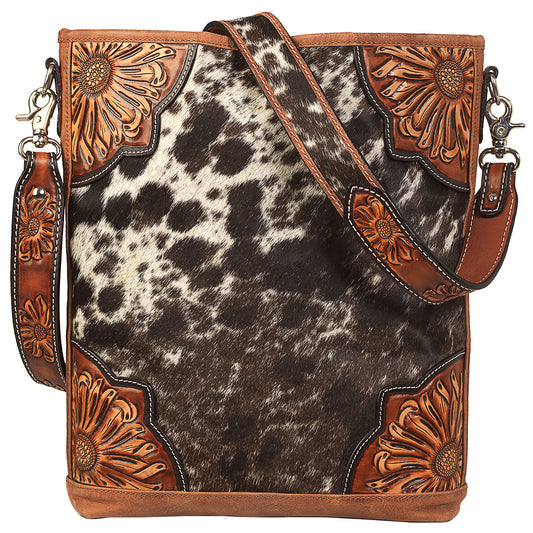 ANGEL RANCH SPOTTED CALF HAIR COLLECTION CONCEAL CARRY CROSSBODY BROWN