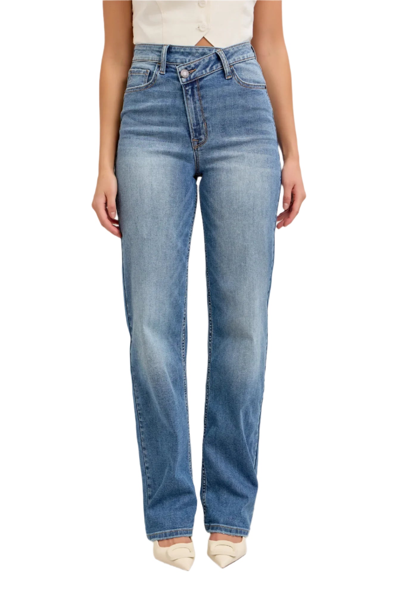 DISCLOSED REPOSITIONED CENTER FRONT DAD JEAN - MED WASH