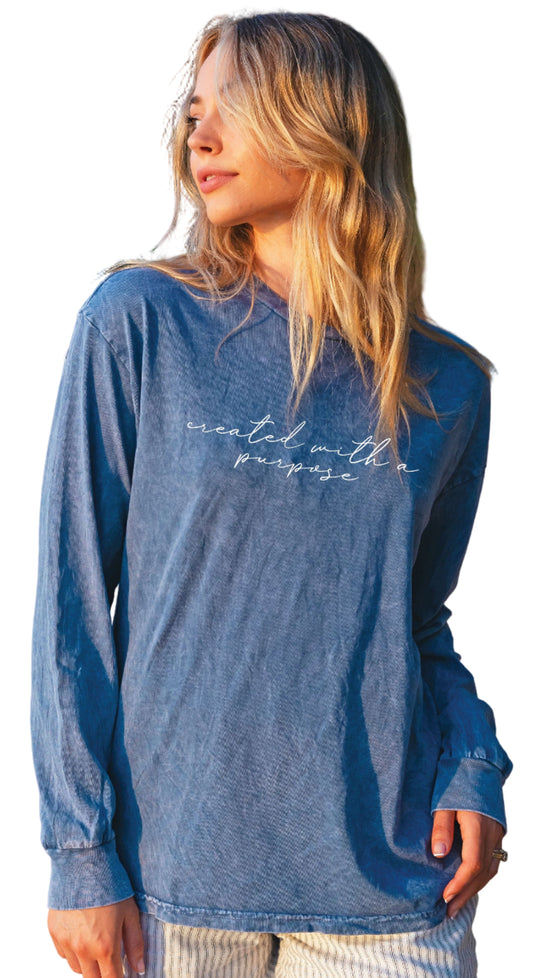 "CREATED WITH A PURPOSE" LONG SLEEVE GRAPHIC T-SHIRT