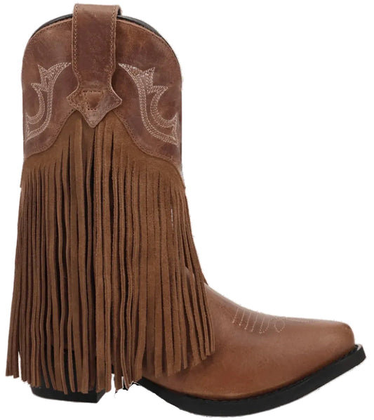 DAN POST GIRL'S HAPPY TRAILS BROWN FRINGE BOOT