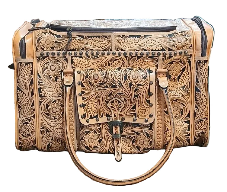 WESTERN TOOLED LEATHER DUFFLE BAG