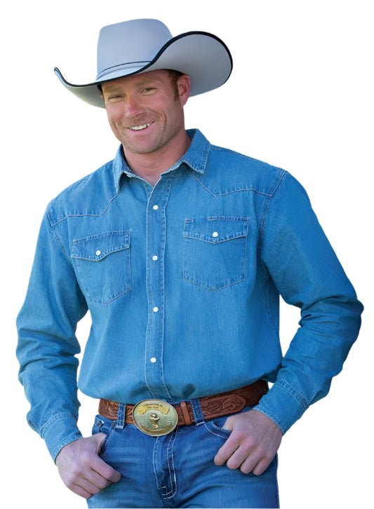 MEN'S WYOMING TRADERS WESTERN STONEWASH DENIM SHIRT