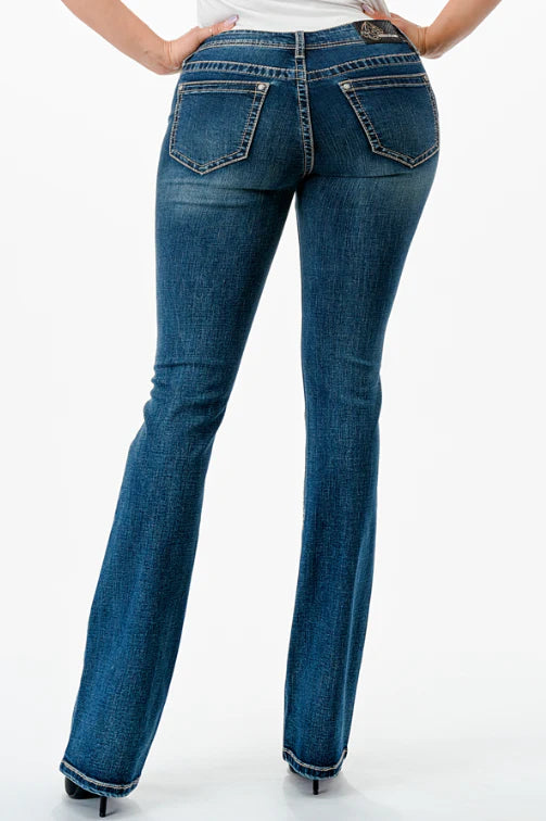 GRACE IN LA WOMEN'S BASIC MID RISE BOOTCUT