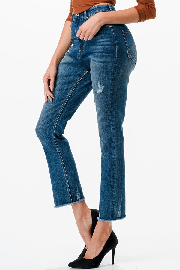 Grace in LA Easyfit Straight Distressed Jeans