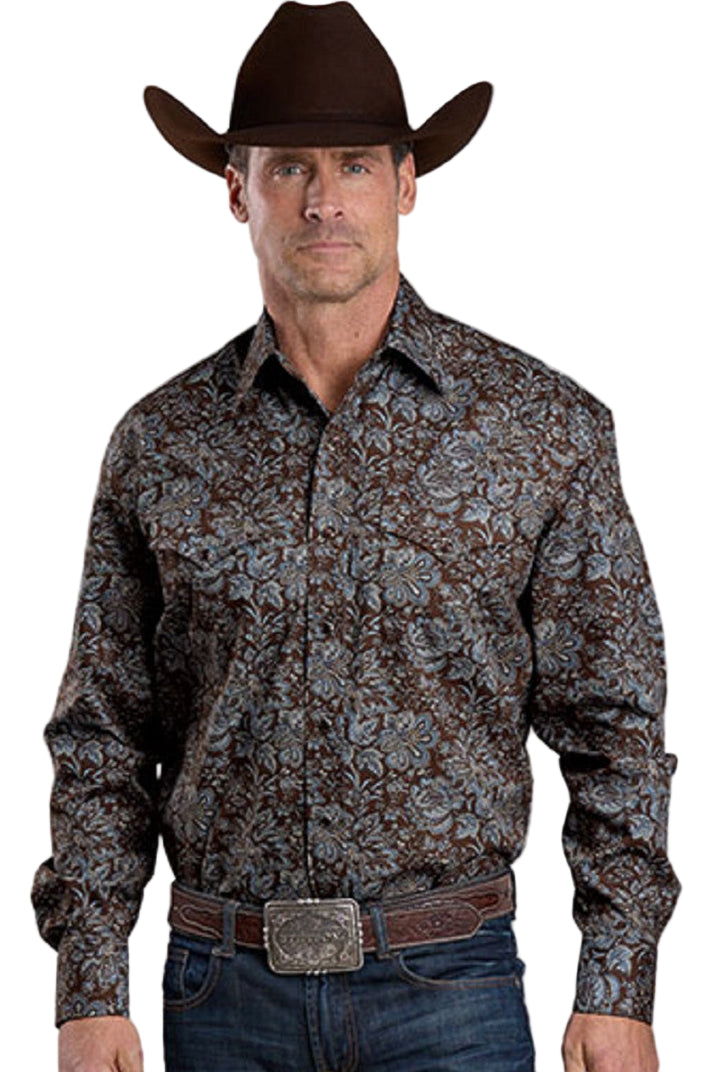 STETSON FALL BROWN PAISLEY PRINT PEARL SNAP SHIRT