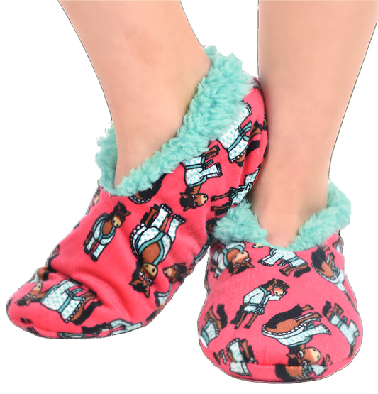 "DON'T DO MORNINGS" HORSE FUZZY SLIPPERS