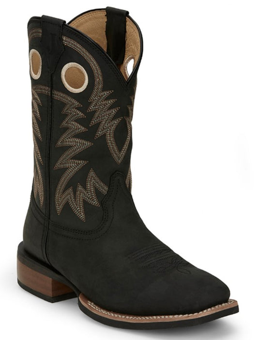 JUSTIN MEN'S SHANE FRONTIER PERFORMANCE WESTERN BOOTS - BROAD SQUARE TOE - BLACK