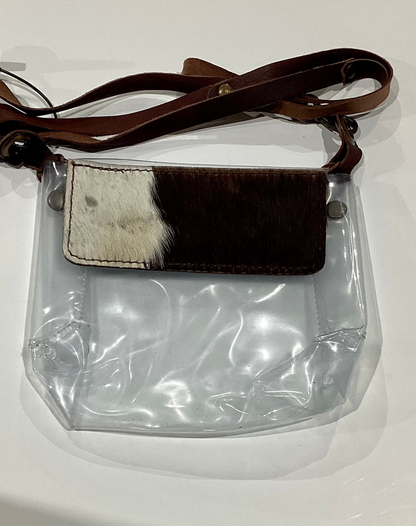 AMERICAN DARLING COWHIDE FLAP CLEAR CROSSBODY