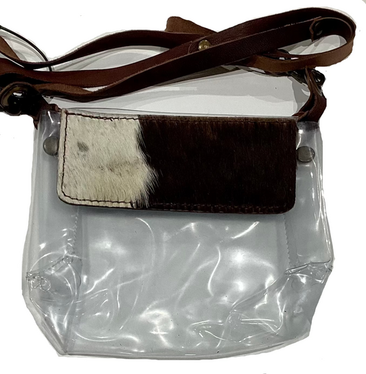 AMERICAN DARLING COWHIDE FLAP CLEAR CROSSBODY