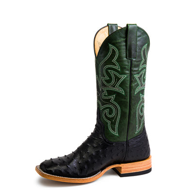 HORSE POWER BLACK FULL QUILL OSTRICH MENS BOOTS