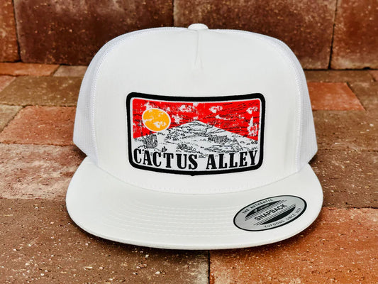 "RED SKY" PATCH CAP in WHITE MESH SNAPBACK