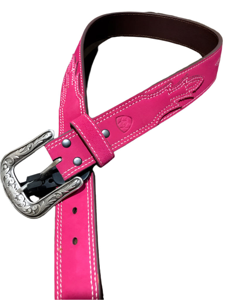 ARIAT CASSANOVA WESTERN BOOT STITCH LADIES BELT - HOT PINK