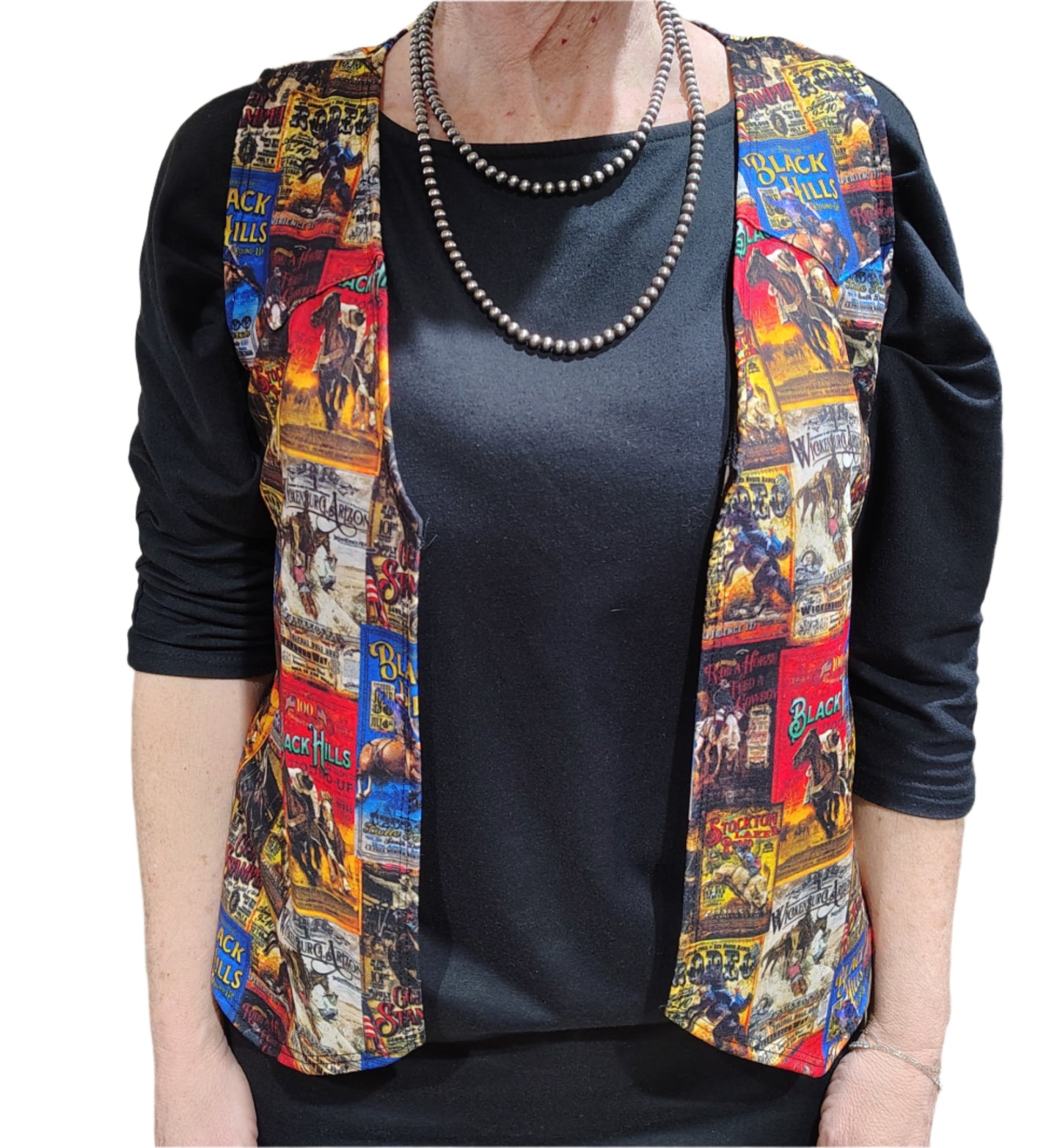 VINTAGE WESTERN COLLAGE PRINT VEST