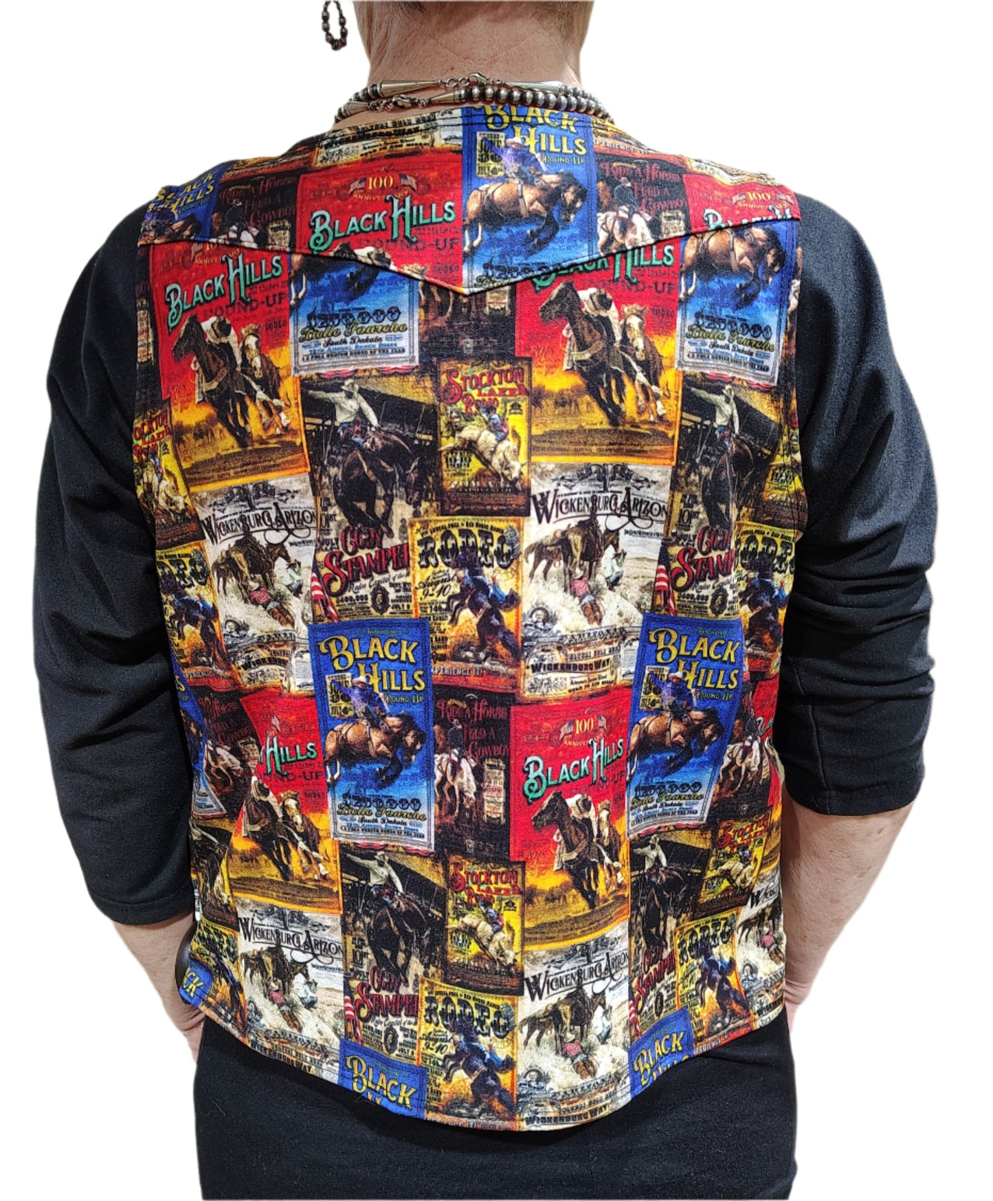 VINTAGE WESTERN COLLAGE PRINT VEST