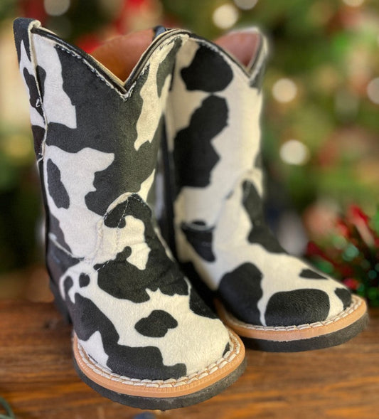 TANNER MARK INFANT GIRL'S COWHIDE PRINT BOOTS