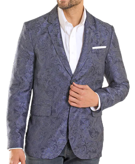 ROCK AND ROLL MEN'S BLUE PAISLEY JACQUARD SPORT COAT