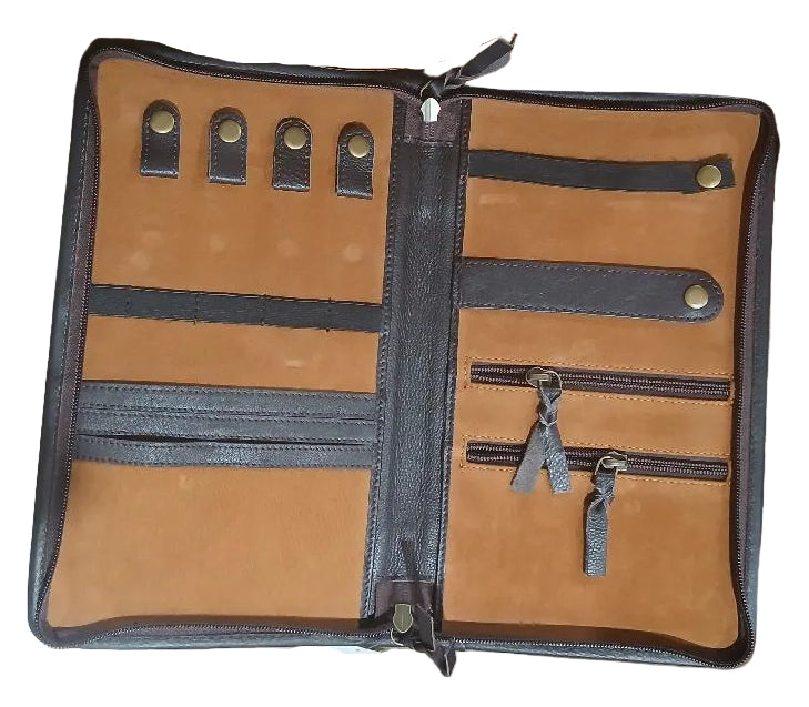 FLORAL TOOLED LEATHER COWHIDE SPADE JEWELRY ORGANIZER