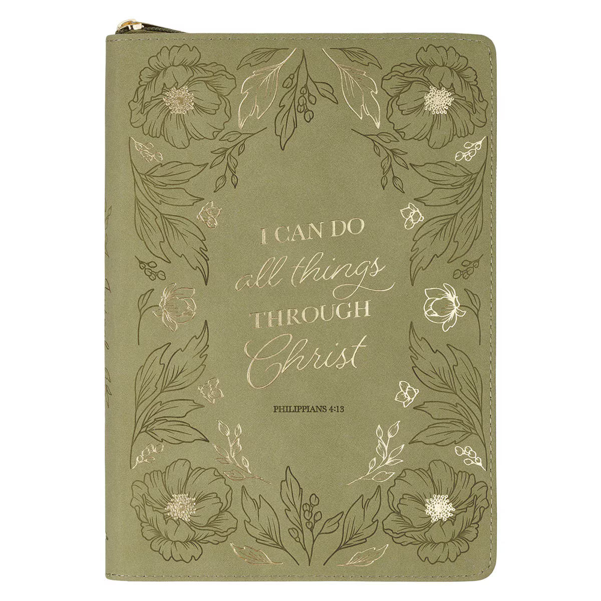 "ALL THINGS" GREEN FAUX LEATHER ZIP CLOSURE JOURNAL