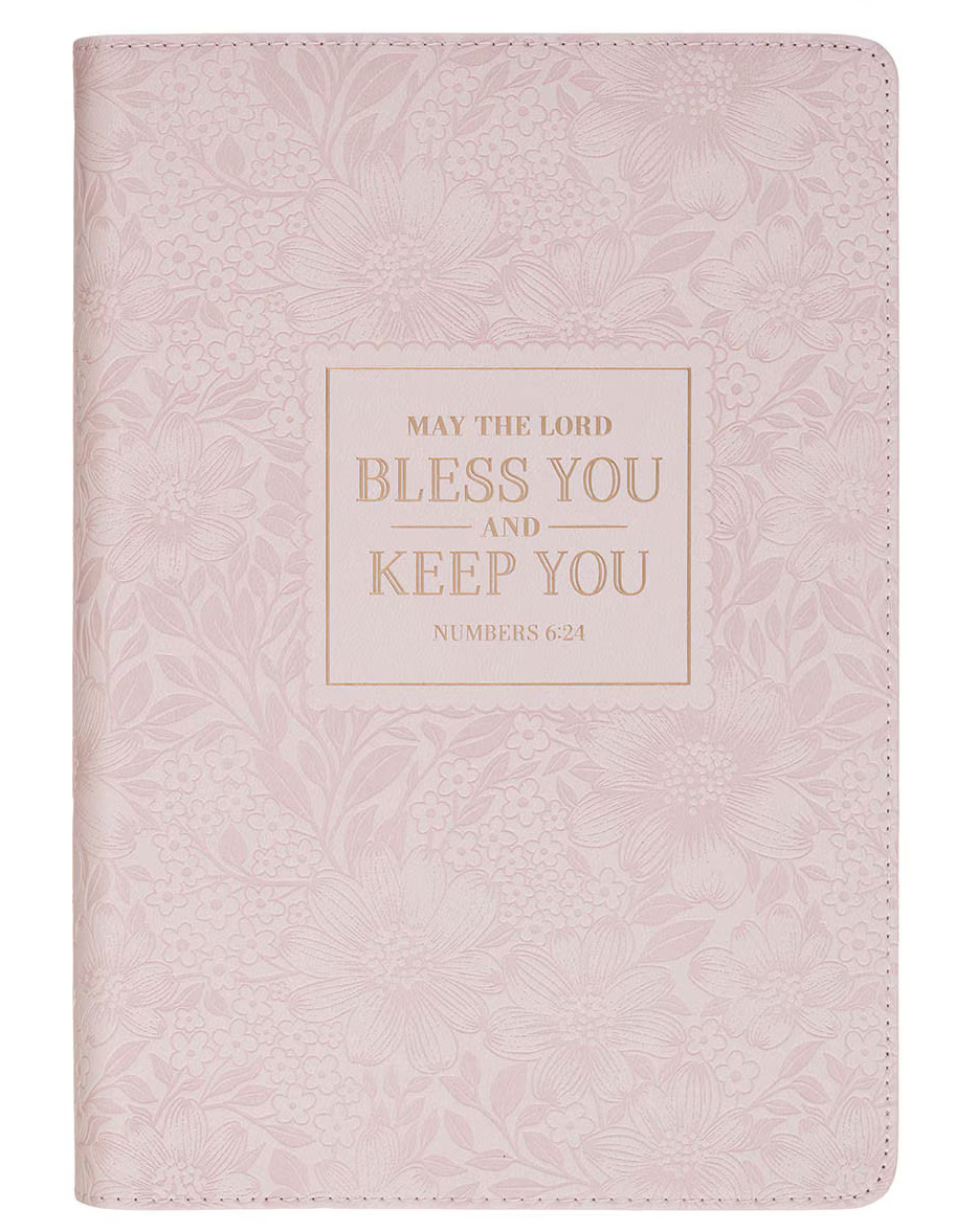 "BLESS and KEEP YOU" BLUSH BLOOM FAUX LEATHER JOURNAL - NUMBERS 6:24