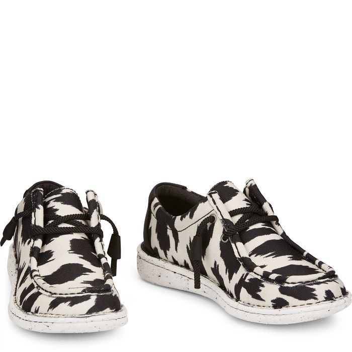 JUSTIN LADIES HAZER SHOES in BLACK/WHITE ANIMAL PRINT