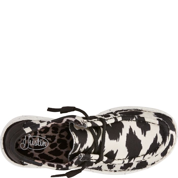 JUSTIN LADIES HAZER SHOES in BLACK/WHITE ANIMAL PRINT