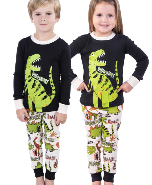KID'S "DINOSNORE" GREEN PAJAMA SET