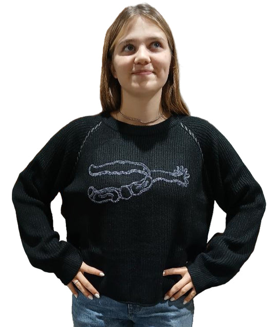 "KNIT 'EM COWBOY" SWEATER in BLACK
