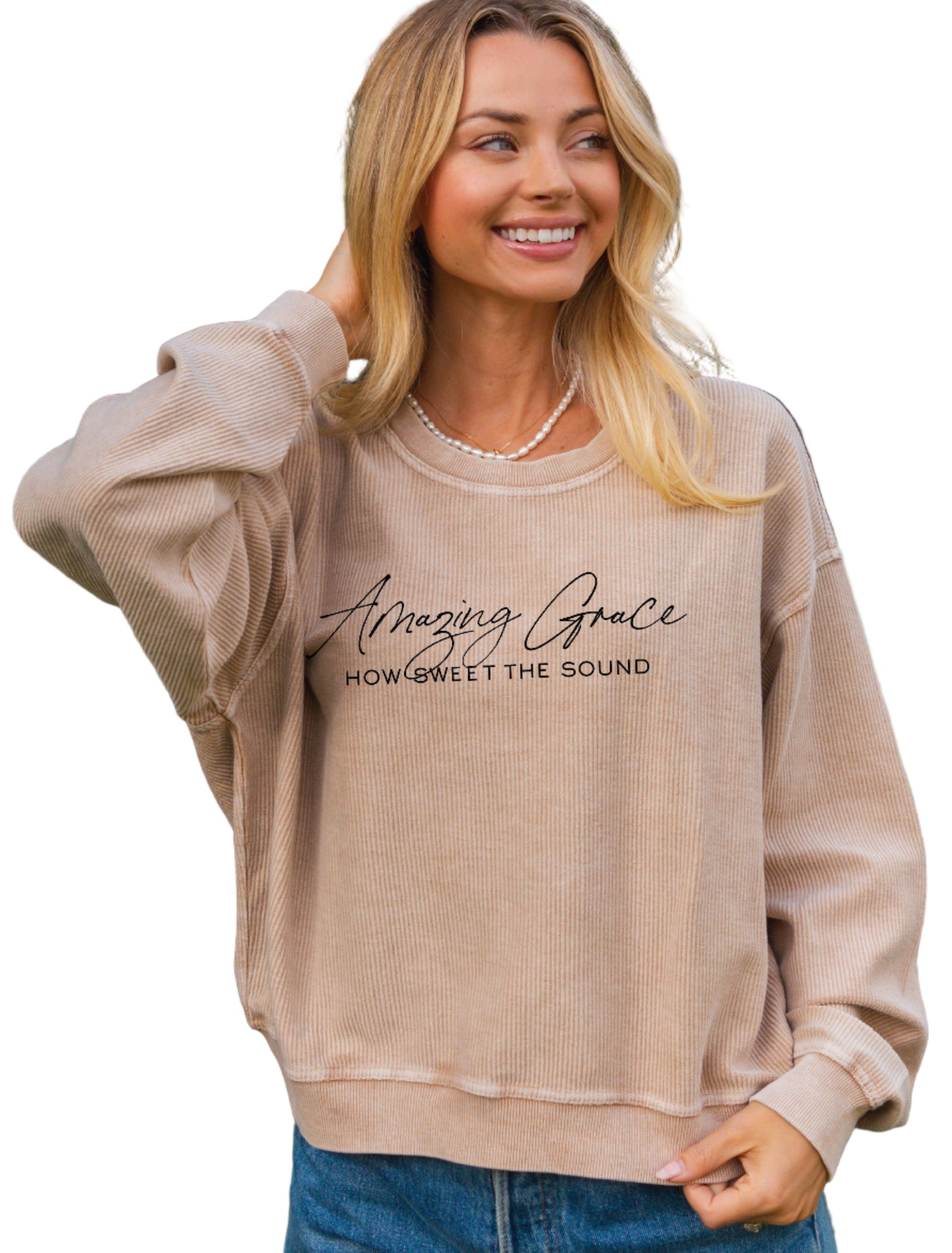 "AMAZING GRACE" CROPPED THERMAL PULL-OVER in CRANBERRY or LATTE
