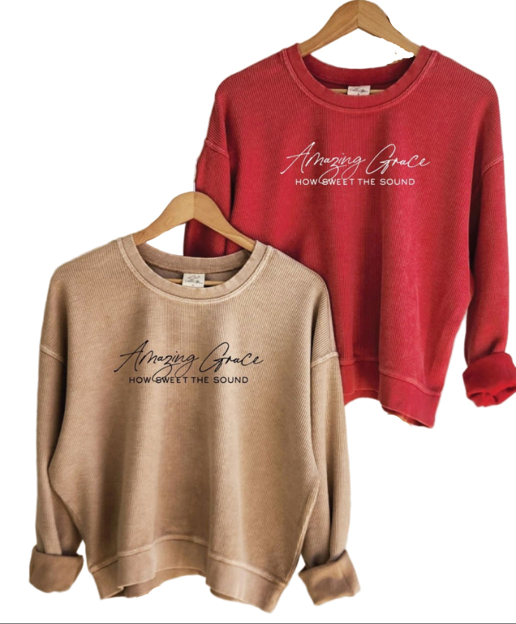 "AMAZING GRACE" CROPPED THERMAL PULL-OVER in CRANBERRY or LATTE