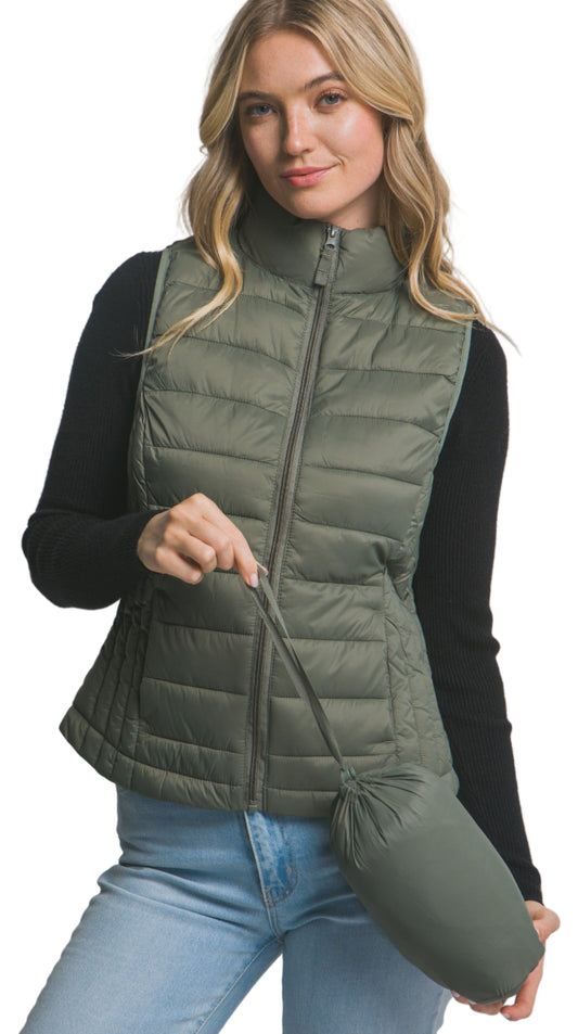 LIGHTWEIGHT DOWN PACKABLE PUFFER VEST in 3 COLORS