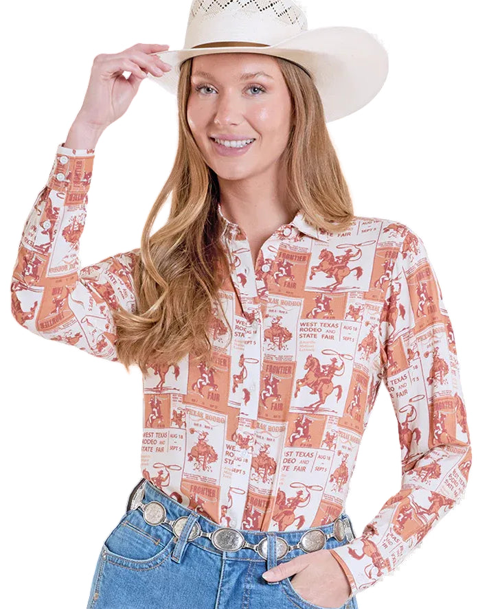 PANHANDLE SLIM LADIES' WESTERN POSTER PRINT LONG SLEEVE SHIRT