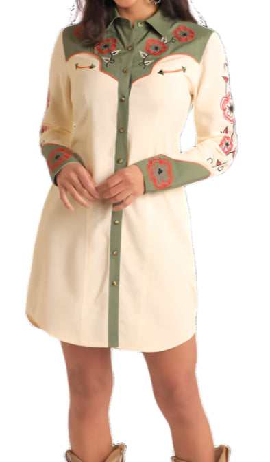 PANHANDLE SLIM LADIES' FLORAL EMBROIDERY SHIRT DRESS