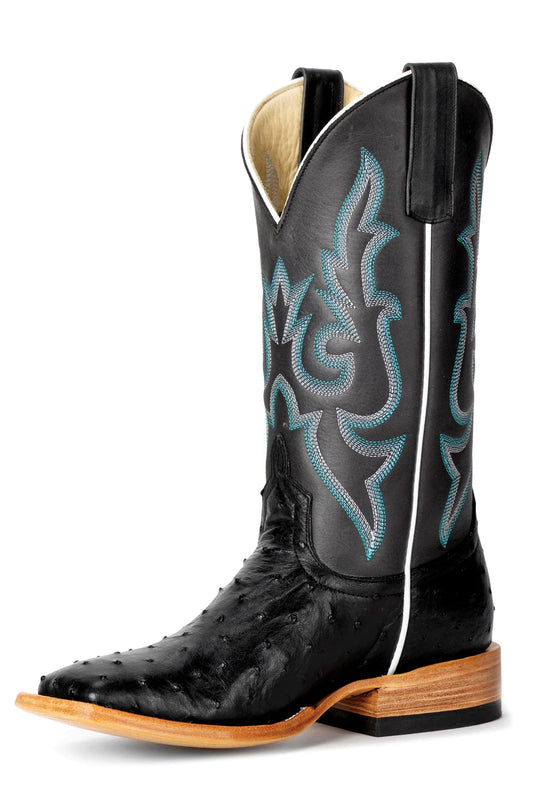 MACIE BEAN BLACK FULL QUILL OSTRICH LADIES BOOTS