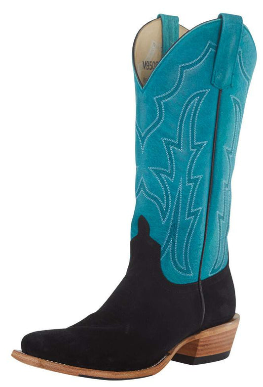 MACIE BEAN WOMEN'S BLACK SUEDE TURQUOISE SINSATION 13" BOOT