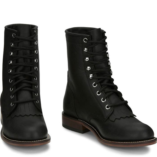 JUSTIN LADIES MCKEAN 7" LACE-UP ROPER - BLACK