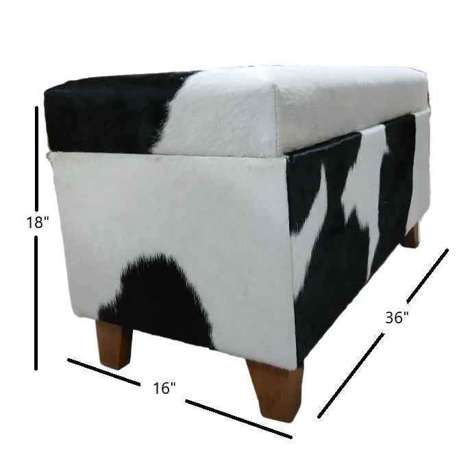 GENUINE COWHIDE STORAGE OTTOMAN
