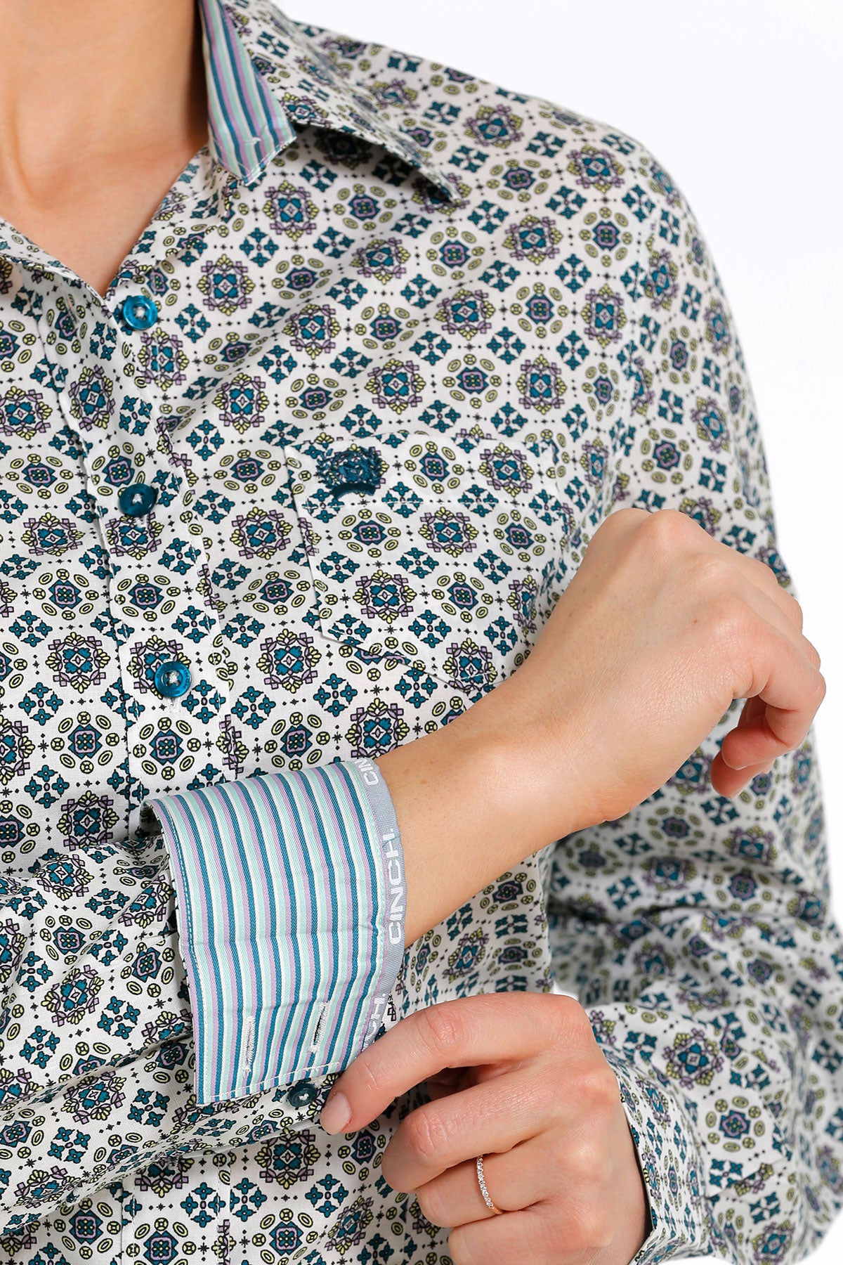 Cinch Women's Multi Print Cotton Button Down Shirt
