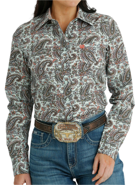 CINCH WOMEN'S BUTTON-DOWN WESTERN SHIRT - LIGHT BLUE