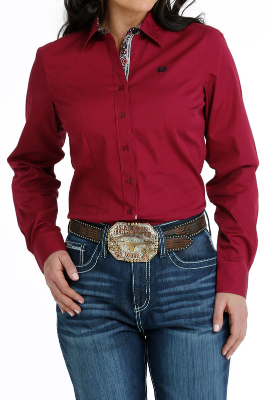 CINCH WOMEN'S BUTTON-DOWN WESTERN SHIRT - BURGUNDY