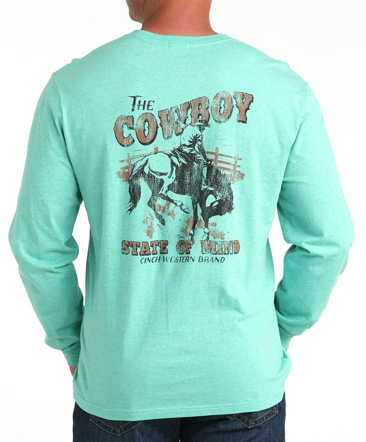 CINCH MEN'S TURQUOISE LONG SLEEVE TEE SHIRT