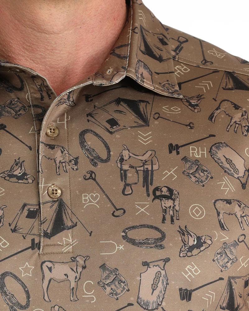 CINCH MEN'S ARENAFLEX WESTERN PRINT POLO SHIRT