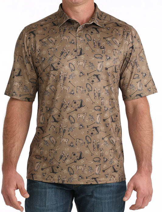 CINCH MEN'S ARENAFLEX WESTERN PRINT POLO SHIRT