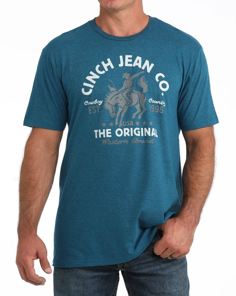 CINCH MEN'S BRONC RIDER TEE SHIRT in BLUE