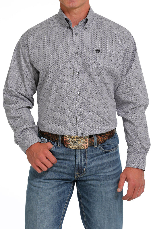 MEN'S CINCH GEOMETRIC PRINTED BUTTON-DOWN WESTERN SHIRT - PURPLE / WHITE