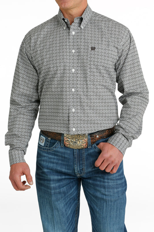 MEN'S CINCH GEOMETRIC PRINTED BUTTON-DOWN WESTERN SHIRT - GREY