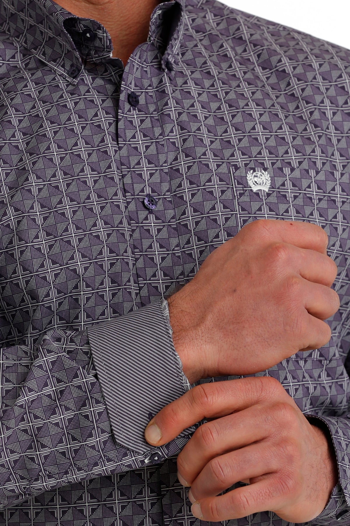 CINCH MEN'S GEOMETRIC PRINT BUTTON-DOWN WESTERN SHIRT - PURPLE